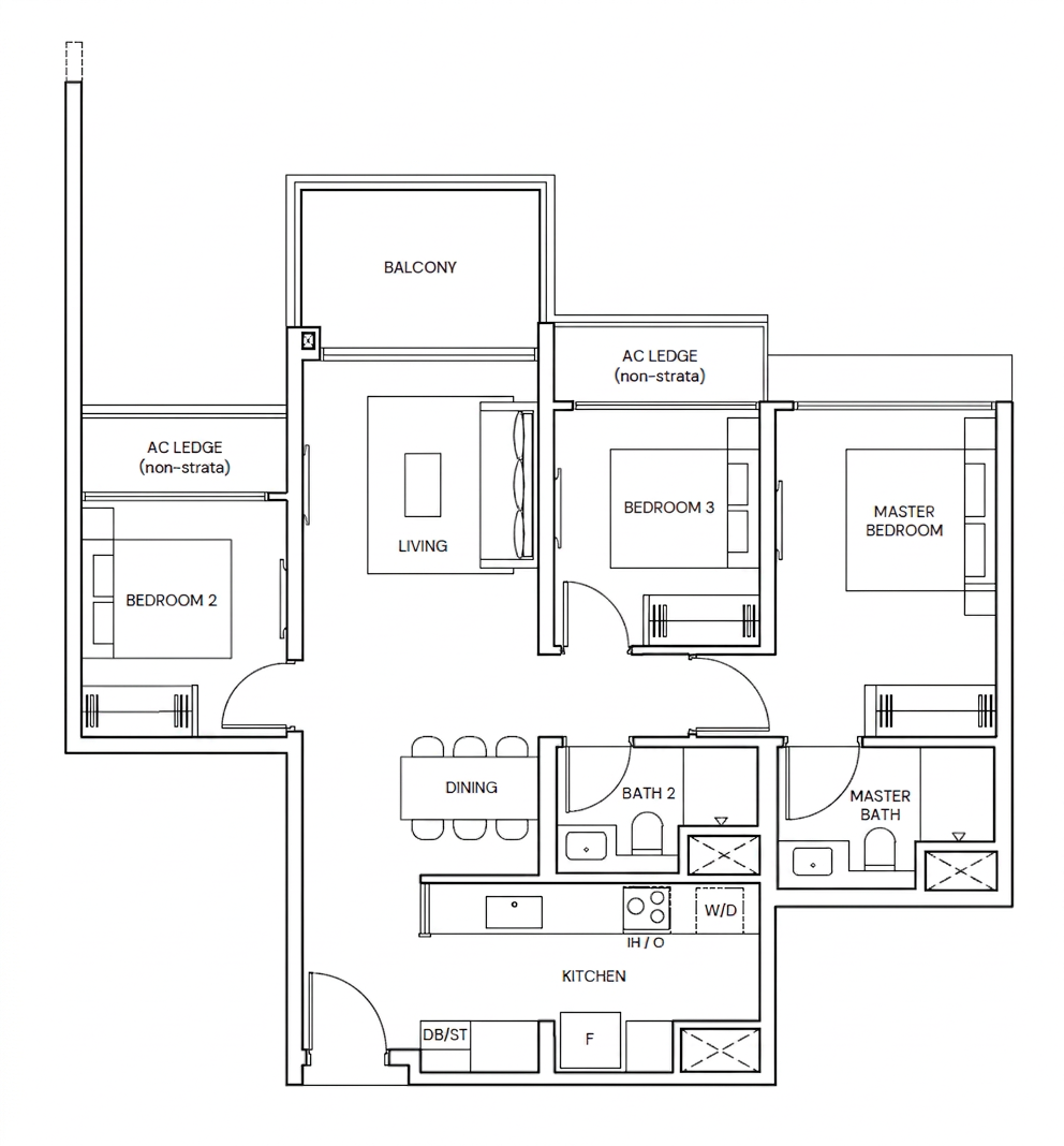 3-Bedroom floor plan — Thomson Reserve