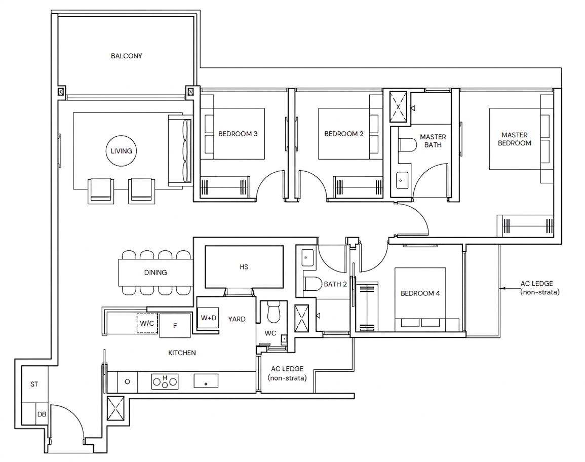 4-Bedroom floor plan — Thomson Reserve