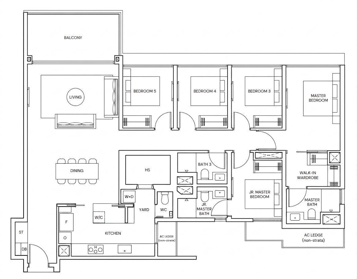 5-Bedroom floor plan — Thomson Reserve